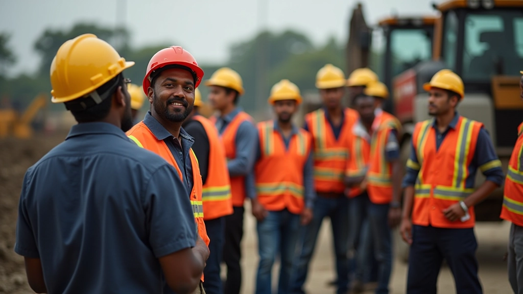 Construction and industrial workers on site during active project work