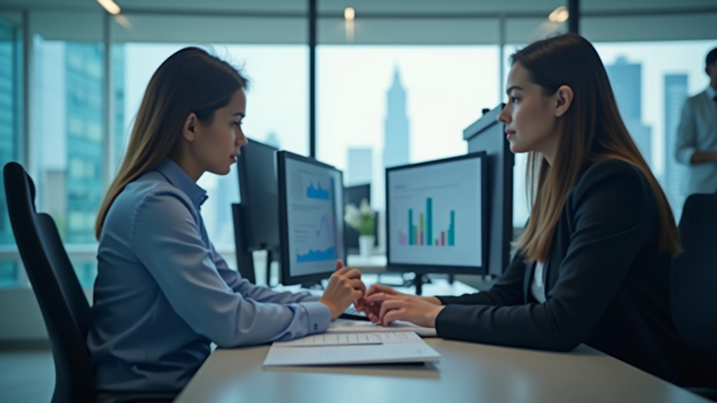 Modern office workspace with employment analysts working on labour market research and data analysis