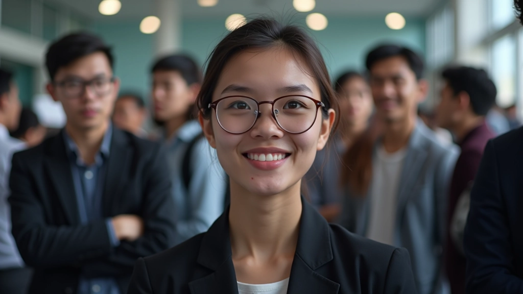 Young job seekers waiting in line at career fair or hiring event